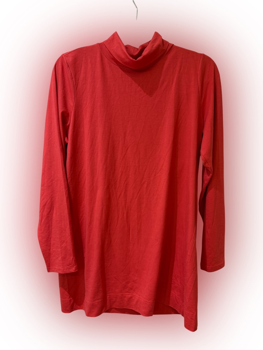 J. Jill Red Long-Sleeve Turtleneck Tunic Top